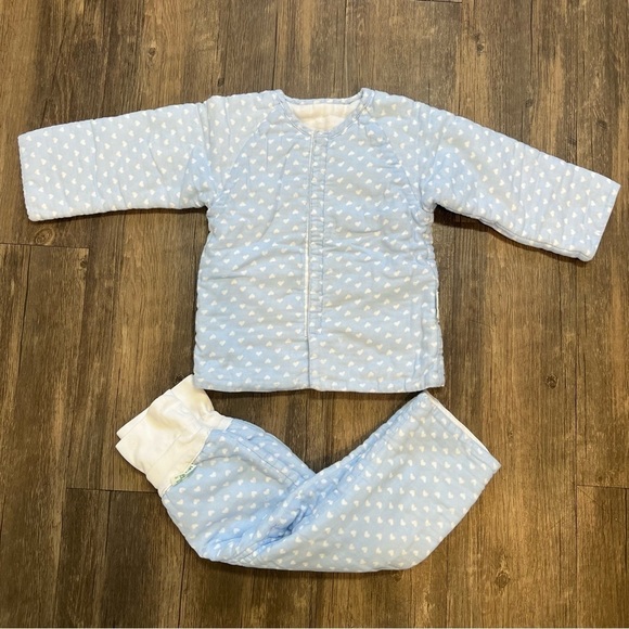 Kids Heart Shape White Blue Padded Matching Set Jacket/Pants Size 18-24 Months - Picture 1 of 12